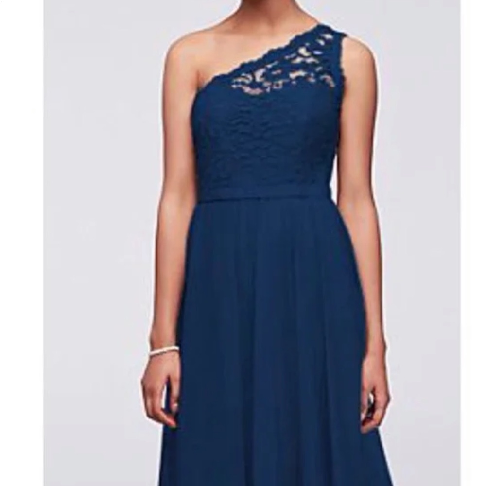 Lace one shoulder formal dress